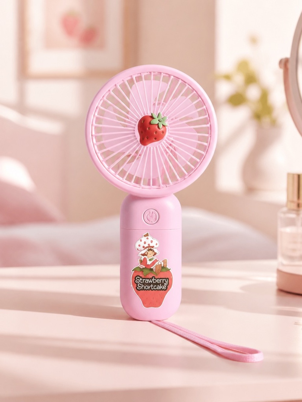 🍓 Strawberry Shortcake Portable Hand Fan w/ Lanyard NWT - Picture 2 of 4